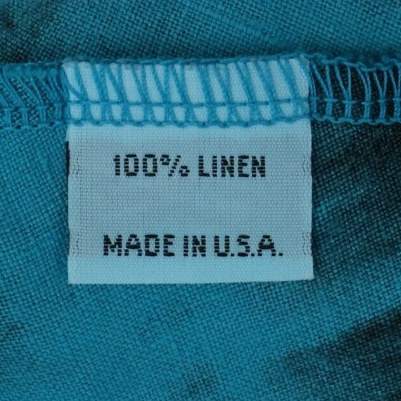 Bryn Walker Teal Black Tie‎ Dye Linen Tunic Dress Lagenlook Boho USA Size S - Picture 4 of 9